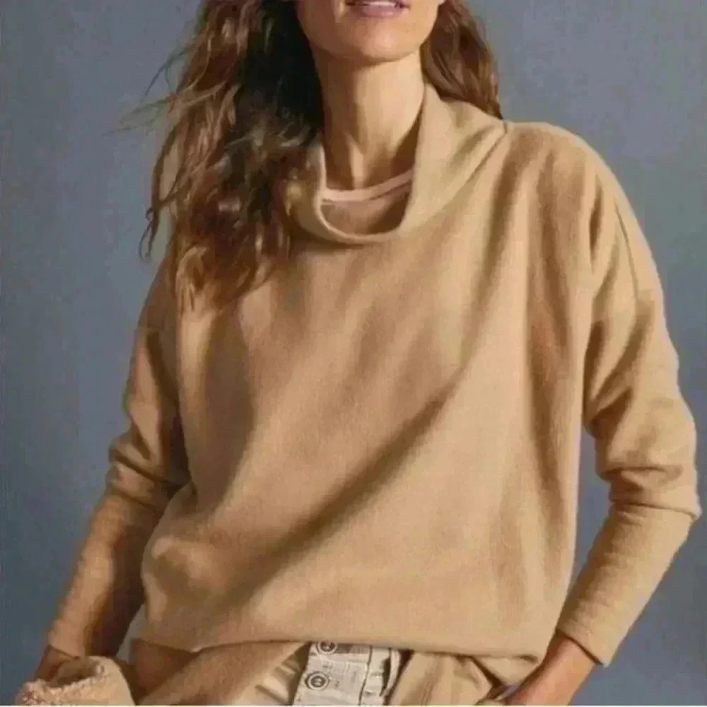 Anthropologie Tan Theresa Tunic Quarter Length Sleeves Womens Size XS